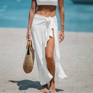 NWT Cupshe Sheer Ruffled Maxi Cover-Up Sarong